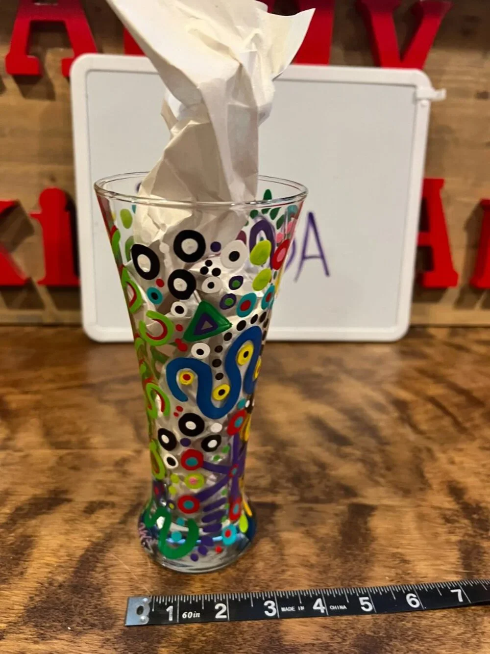 Adult Sippy Cup Hand painted glass